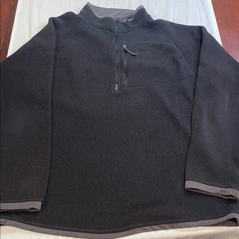 3112101 Simms Fleece Pullover Mens Small Gray 1/4 Zip Pullover SZ L